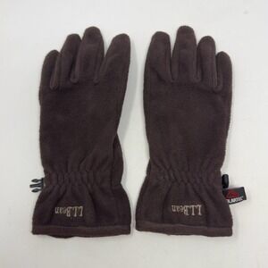 LL Bean Polartec Fleece Gloves Women's Small Brown Reinforced Palm 0AFX9